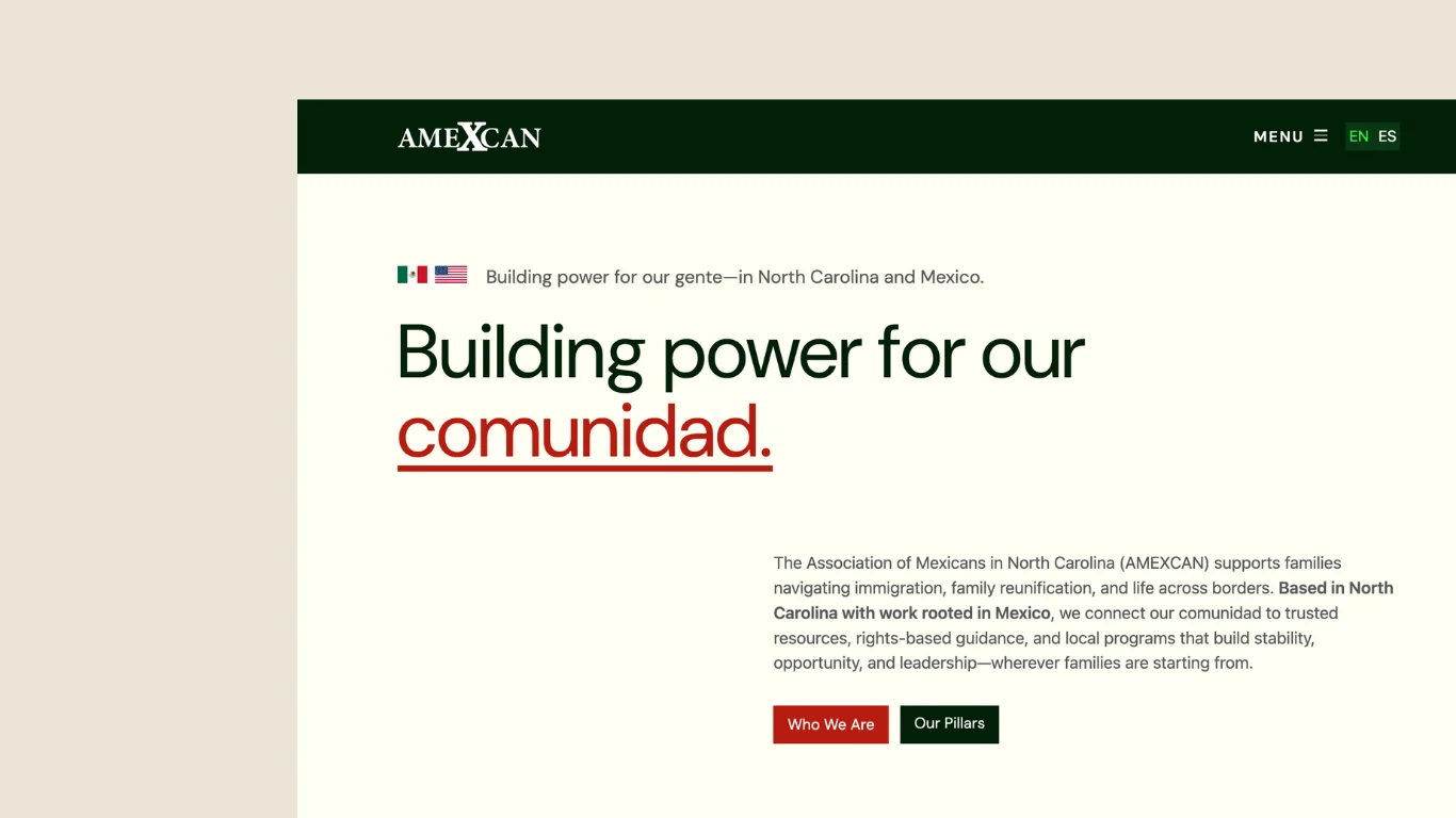 The rebuilt AMEXCAN homepage
