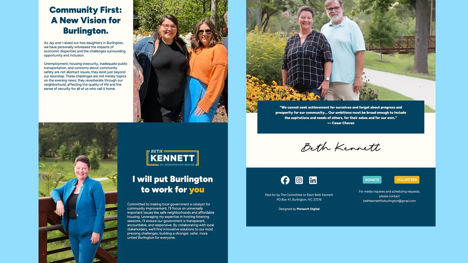 The vision and closing sections of the campaign site