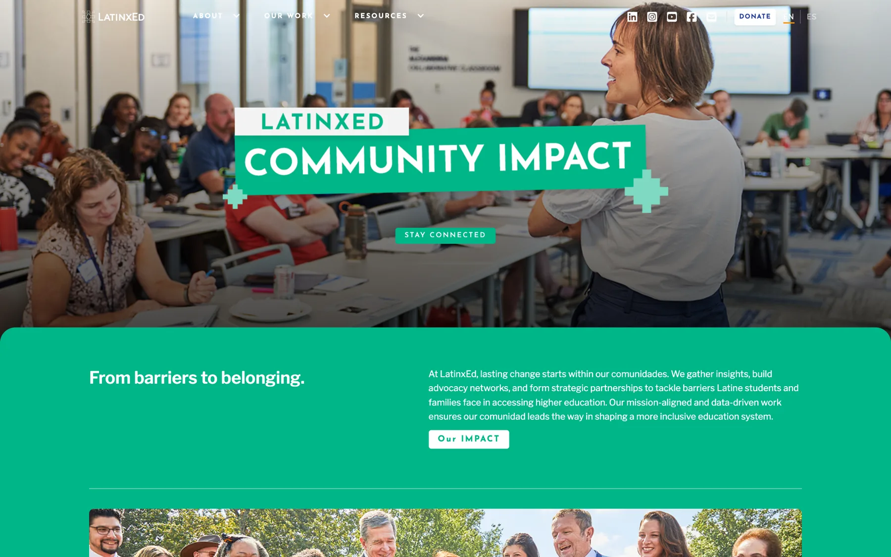 La página Community Impact