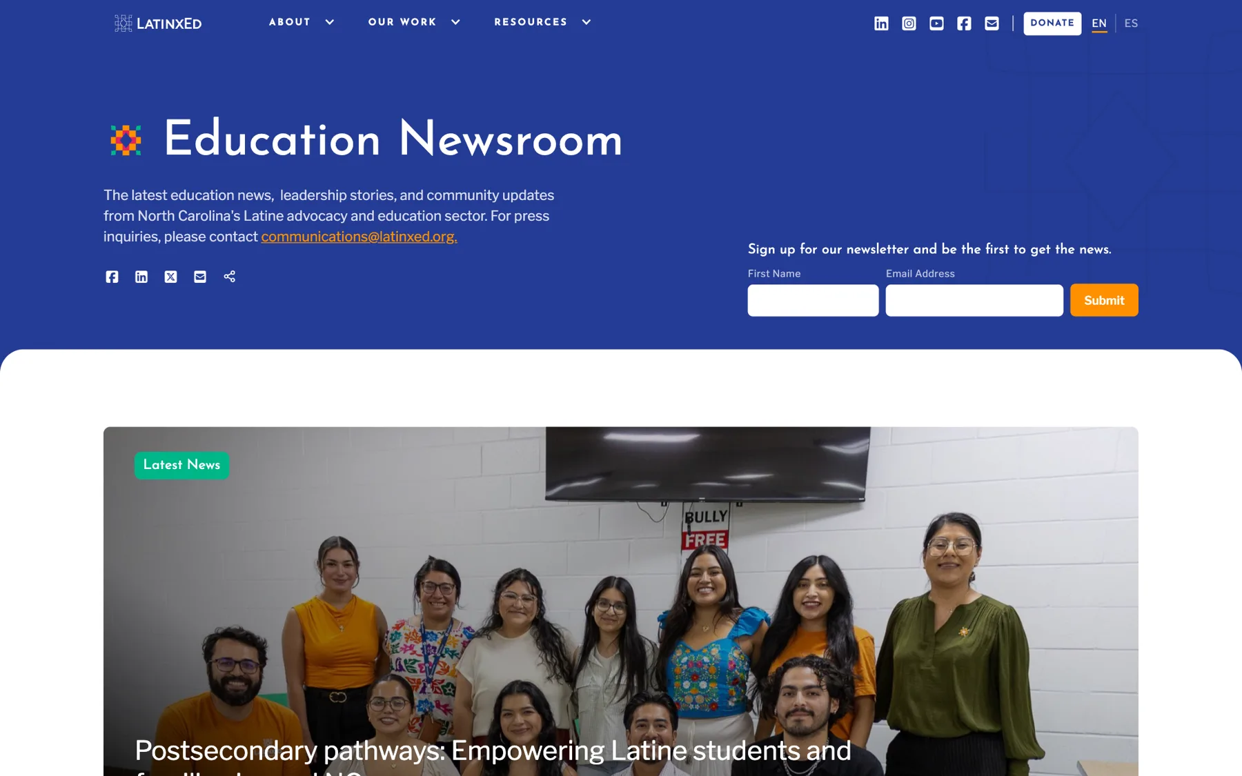 La sala de prensa de LatinxEd (Education Newsroom)