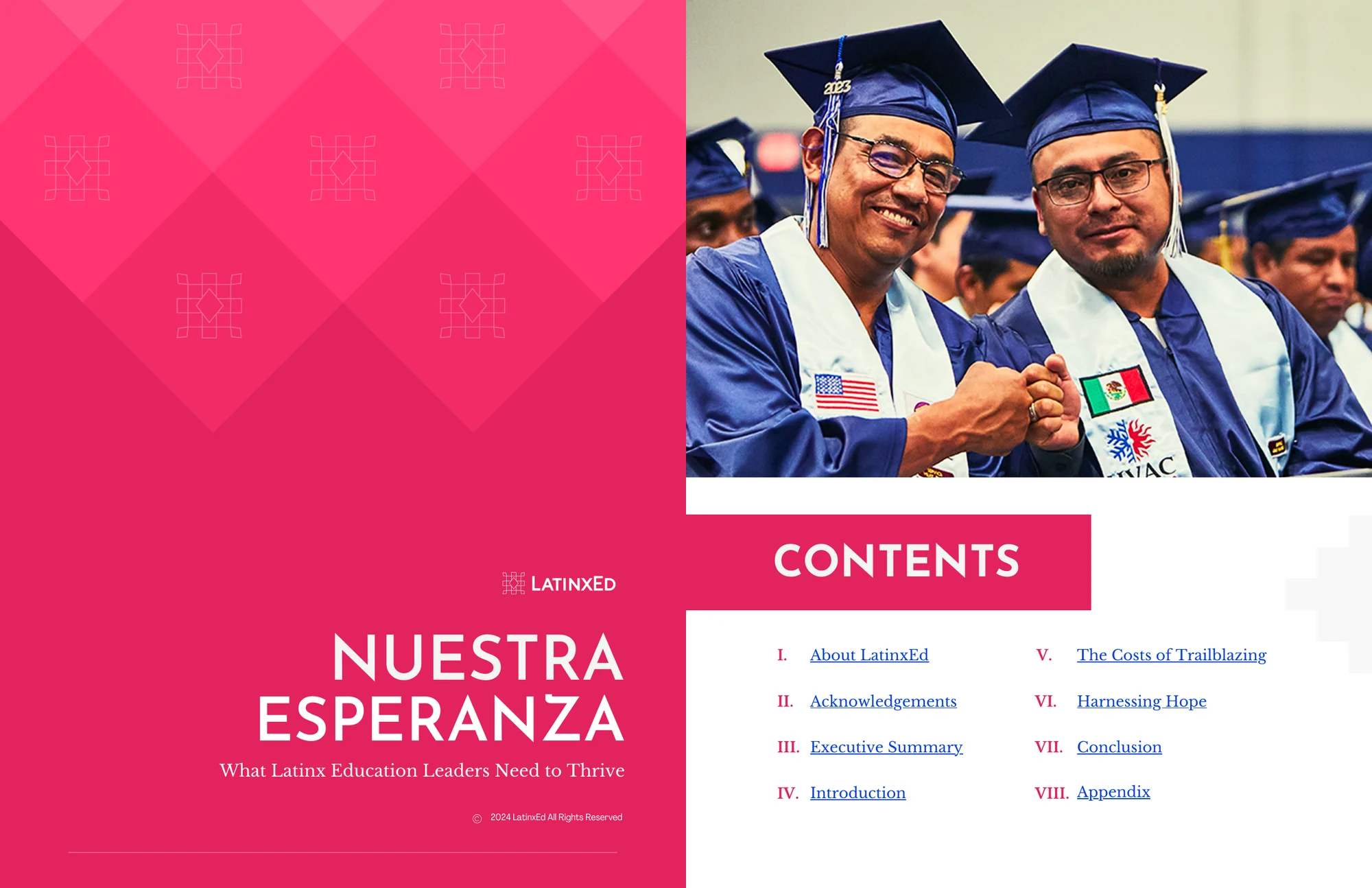 The cover and contents page of Nuestra Esperanza