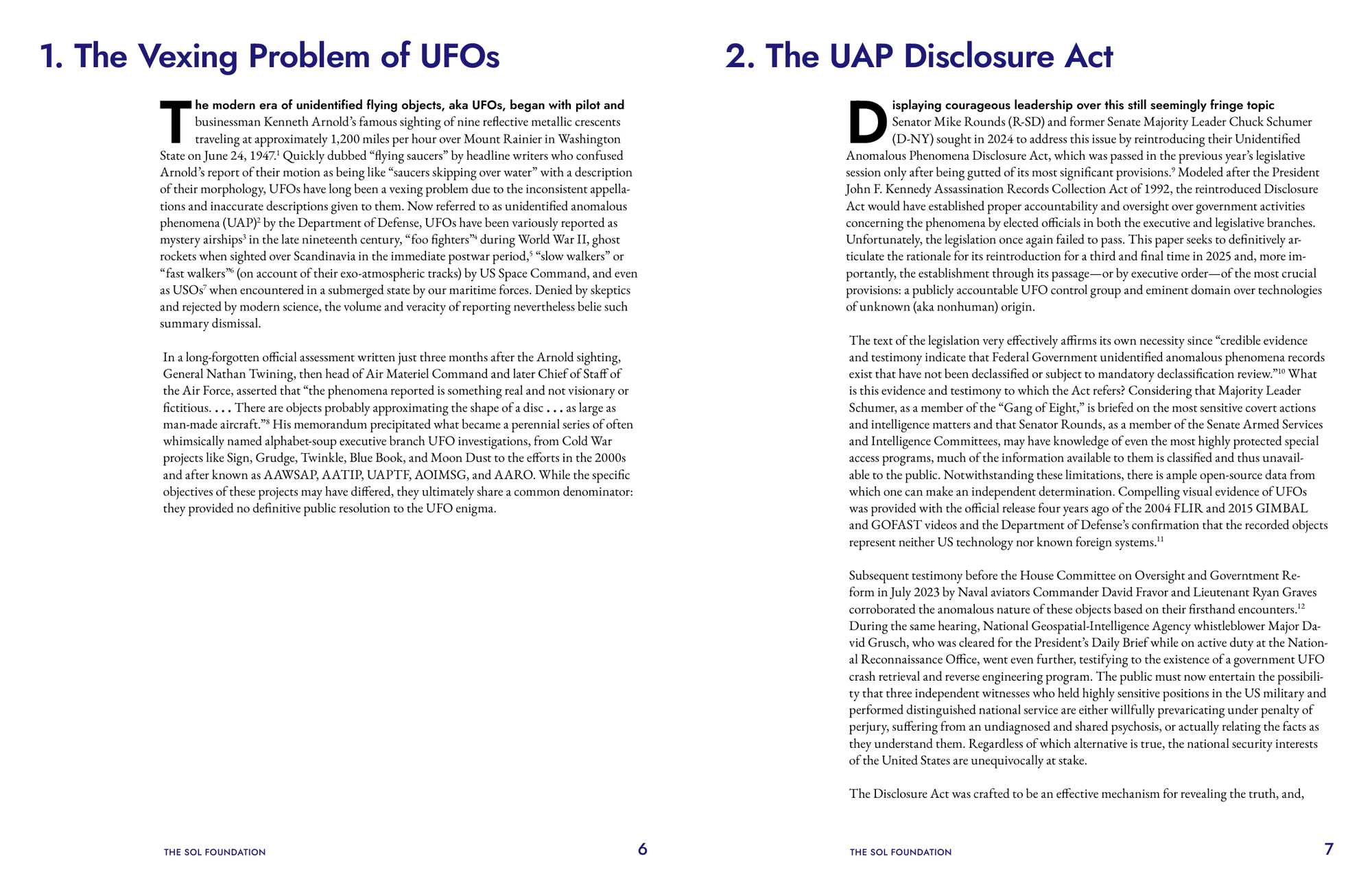 Chapter openers for The Vexing Problem of UFOs and The UAP Disclosure Act