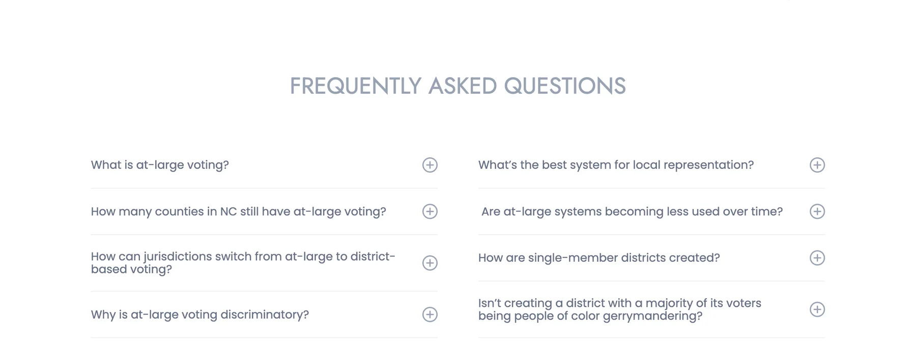Frequently asked questions about at-large and district voting