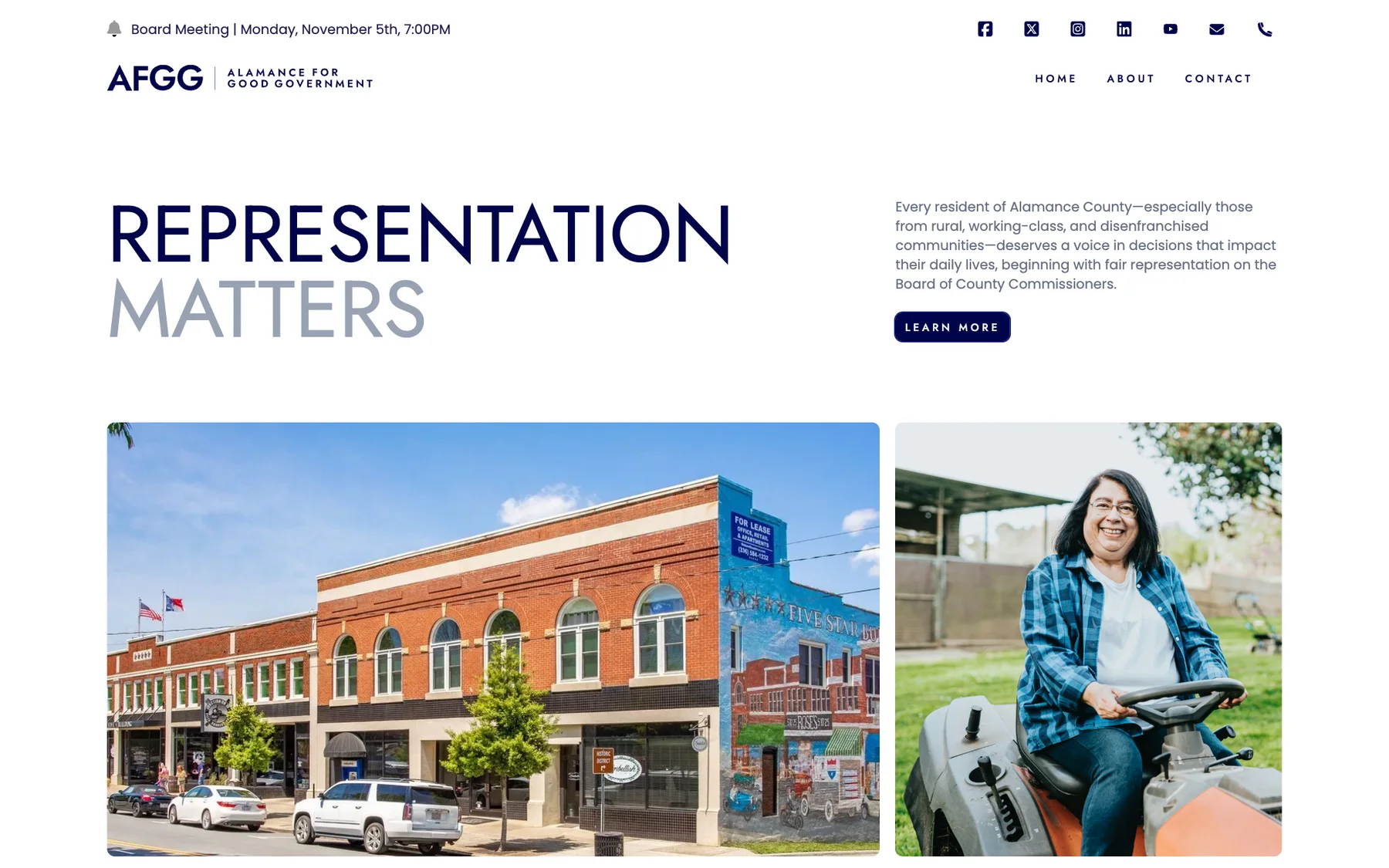 The Alamance for Good Government homepage: Representation Matters