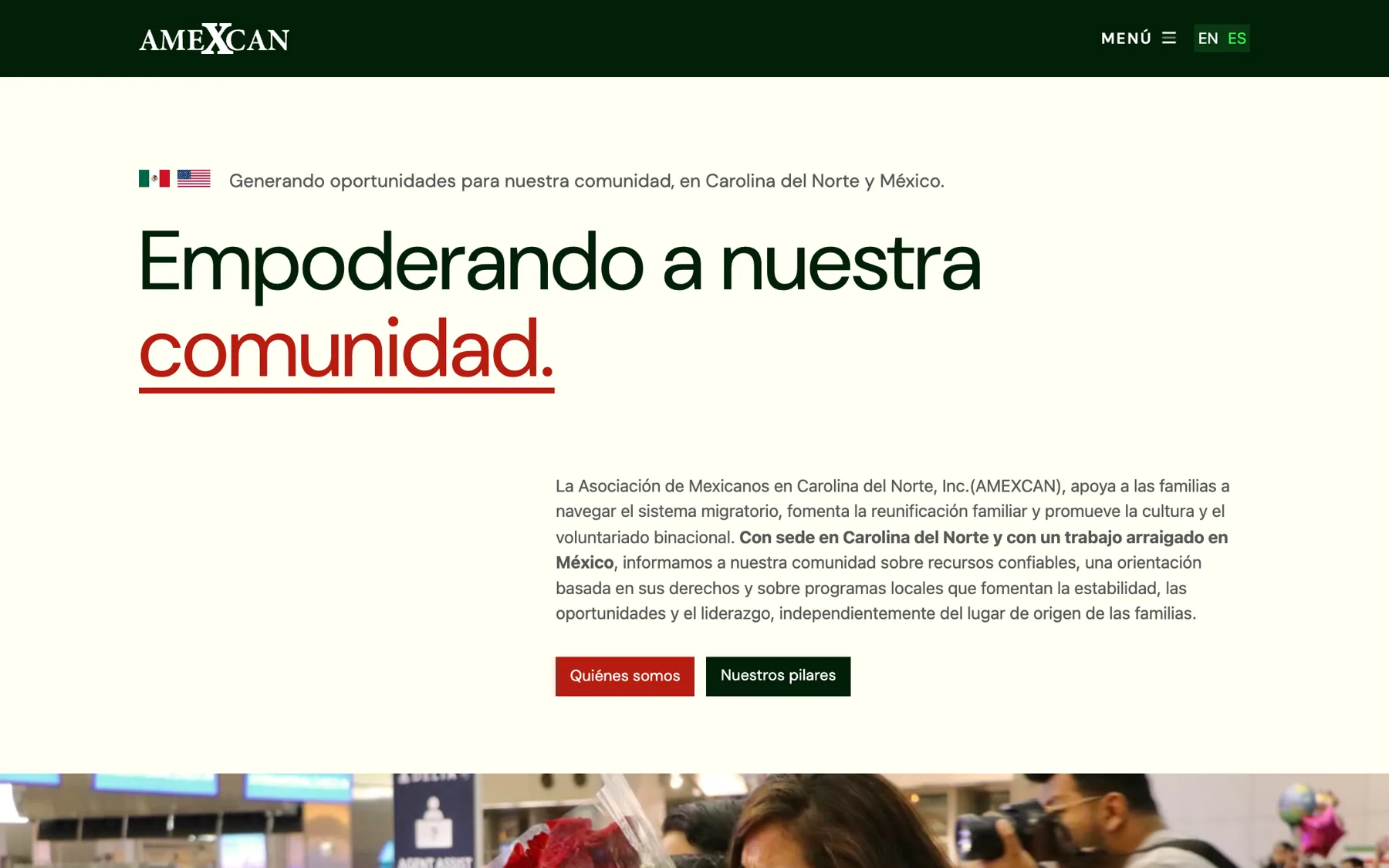 La página de inicio de AMEXCAN en español