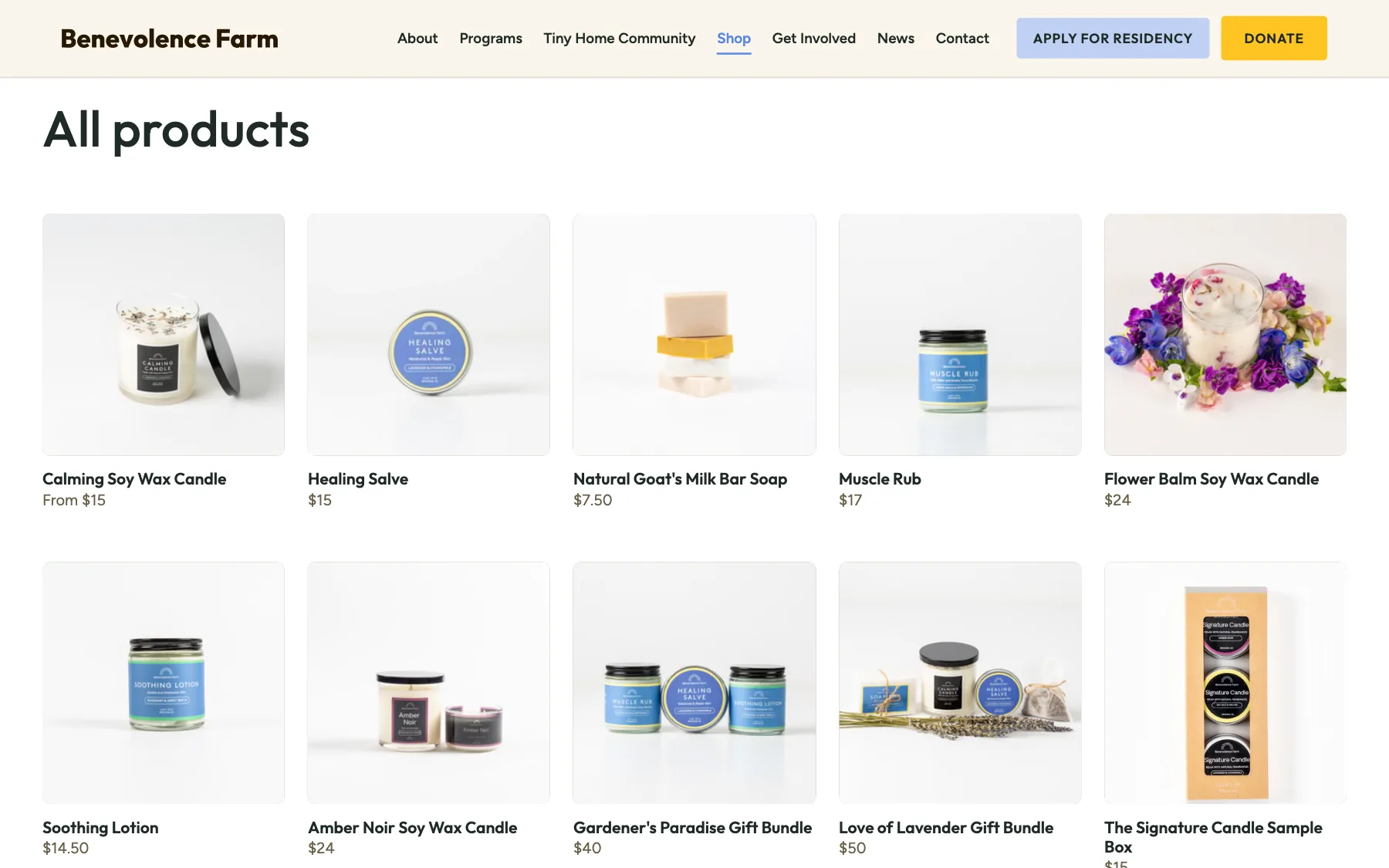 All products in the shop