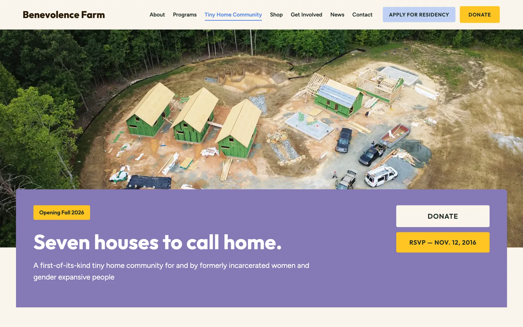 The Tiny Home Community page