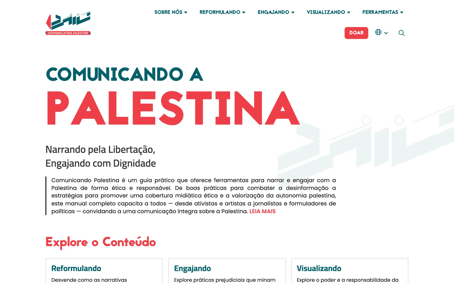 La versión en portugués de Communicating Palestine