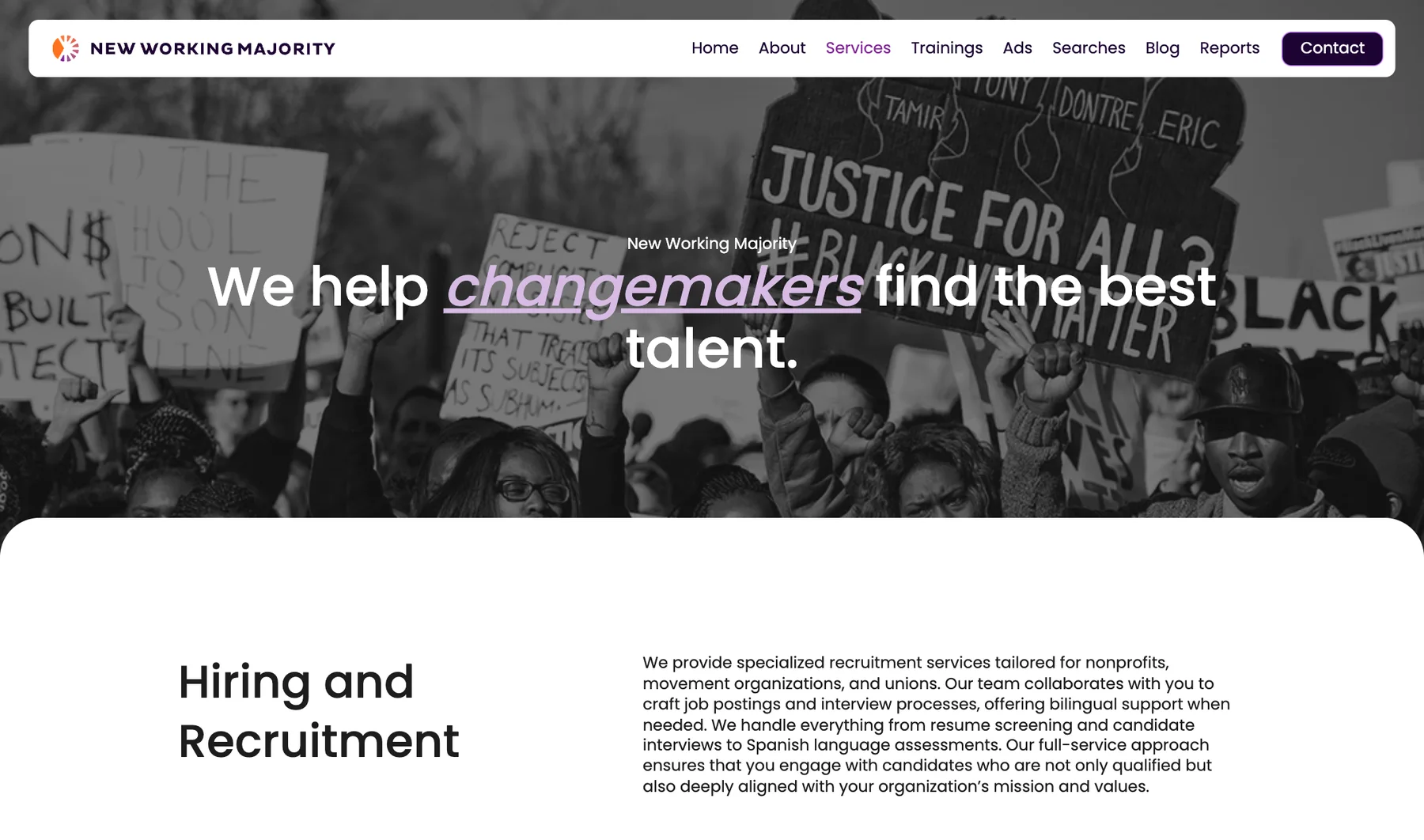 Hiring and recruitment services