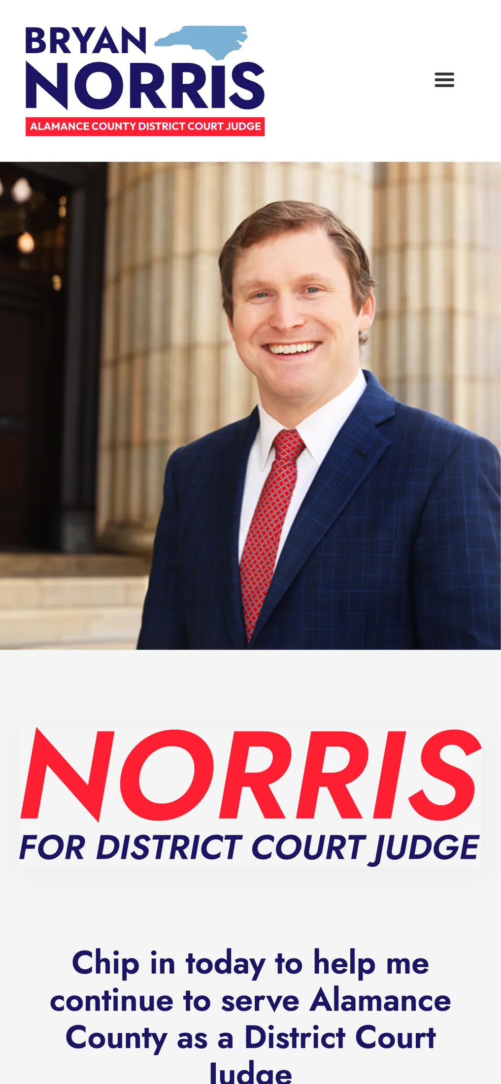 Norris for Judge homepage on a phone
