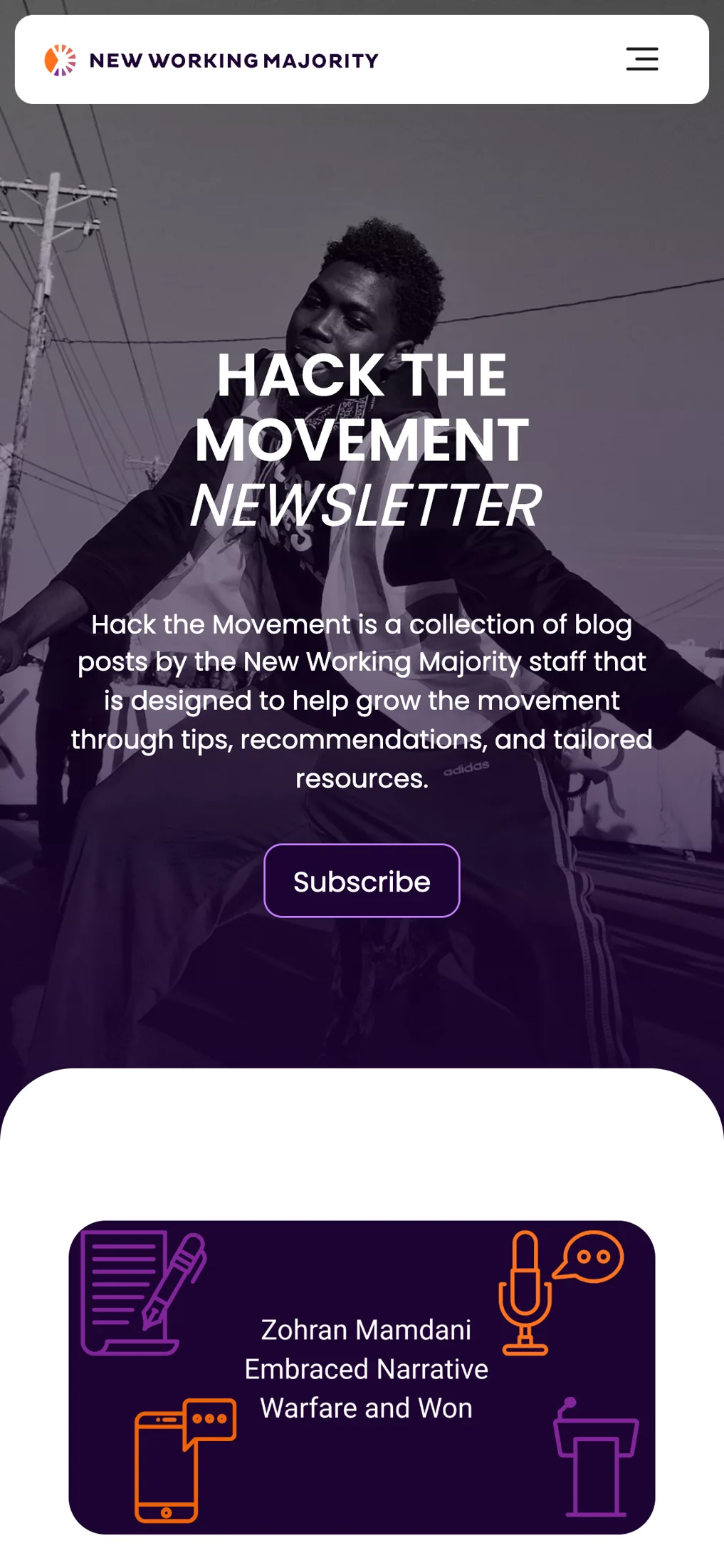 The newsletter on a phone