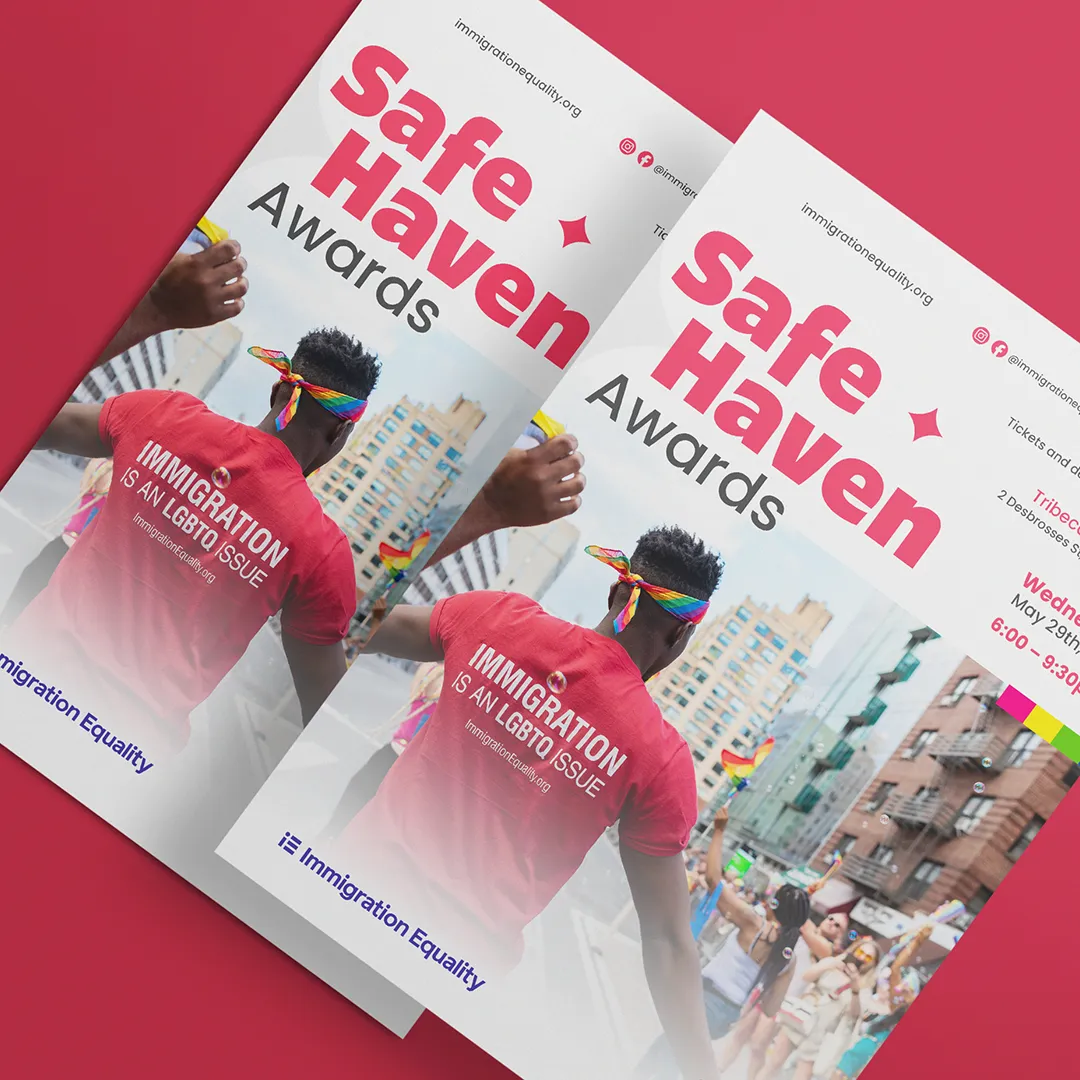 Safe Haven Awards print material designed for Immigration Equality